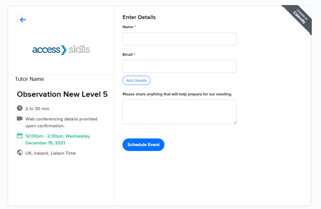 Online booking system