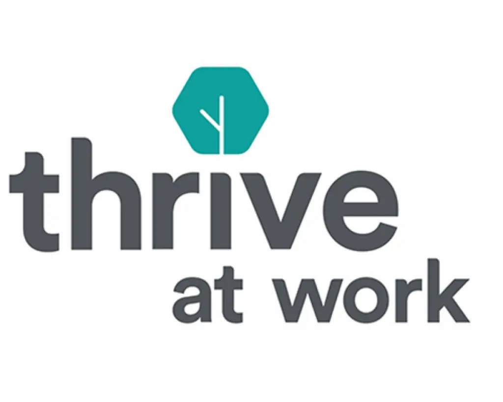 Home Logo featuring 'thrive at work'